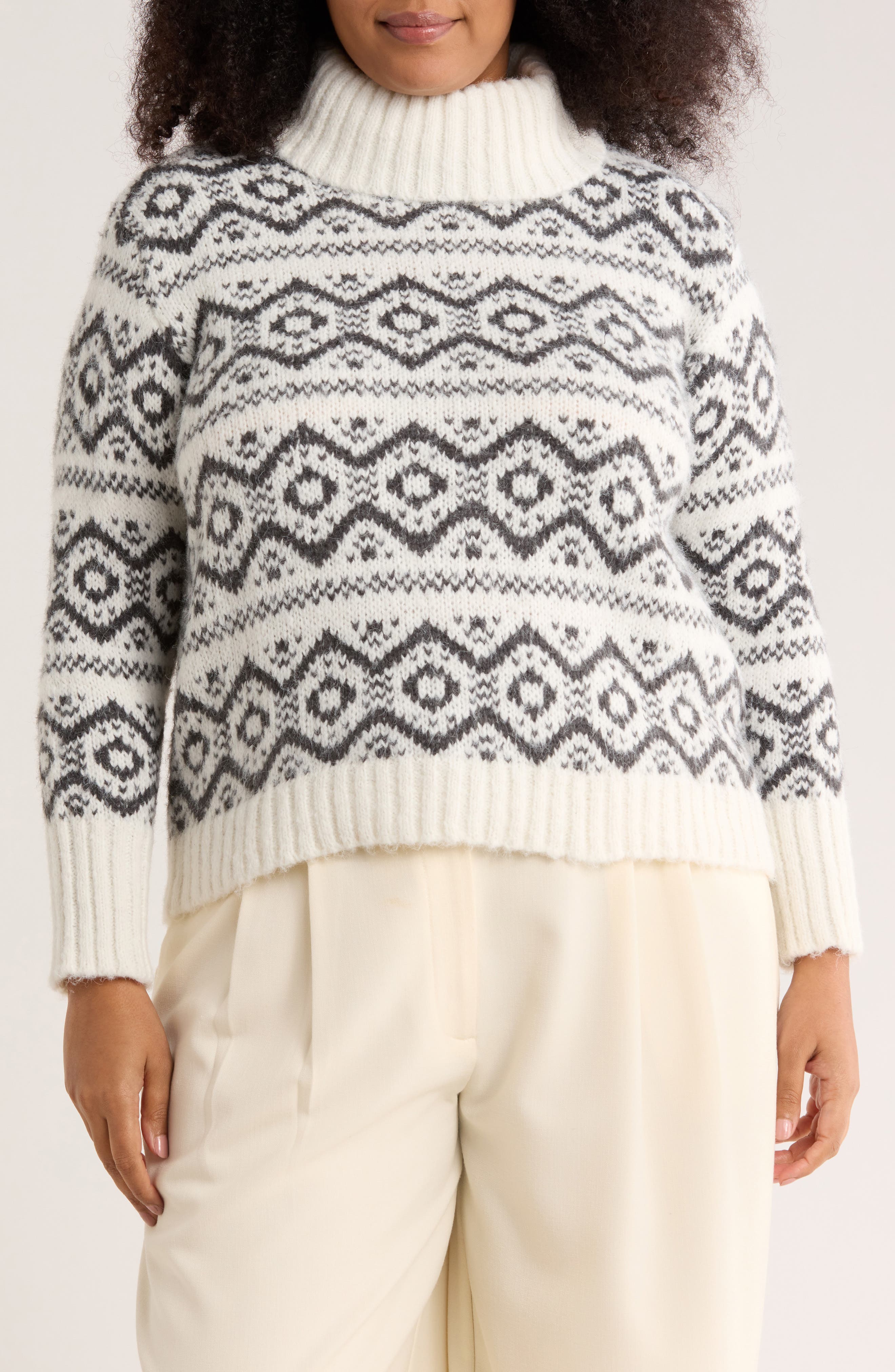 Joseph A Fair Isle Turtleneck Sweater