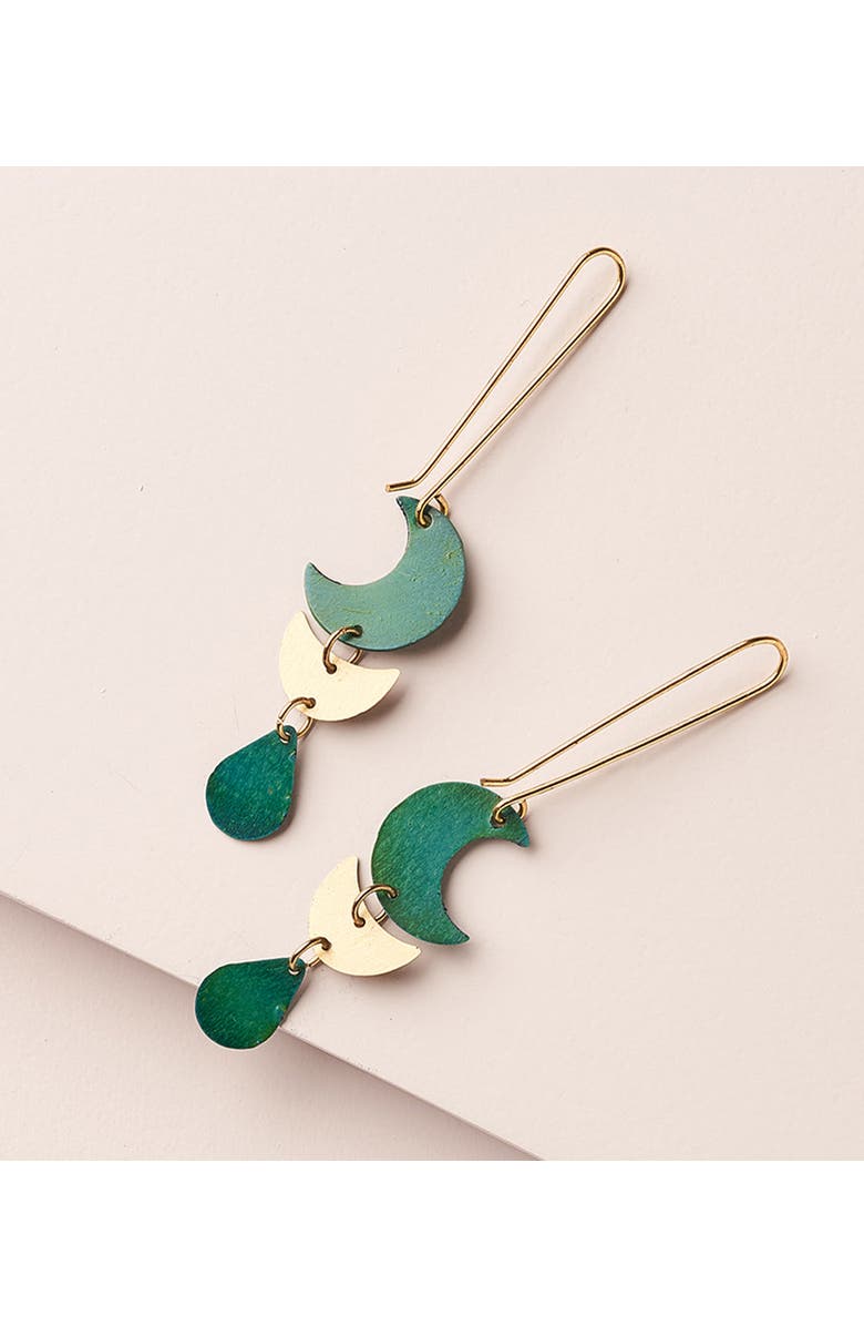 Matr Boomie Rajani Moon Phase Teal Drop Earrings, Main, color, Teal
