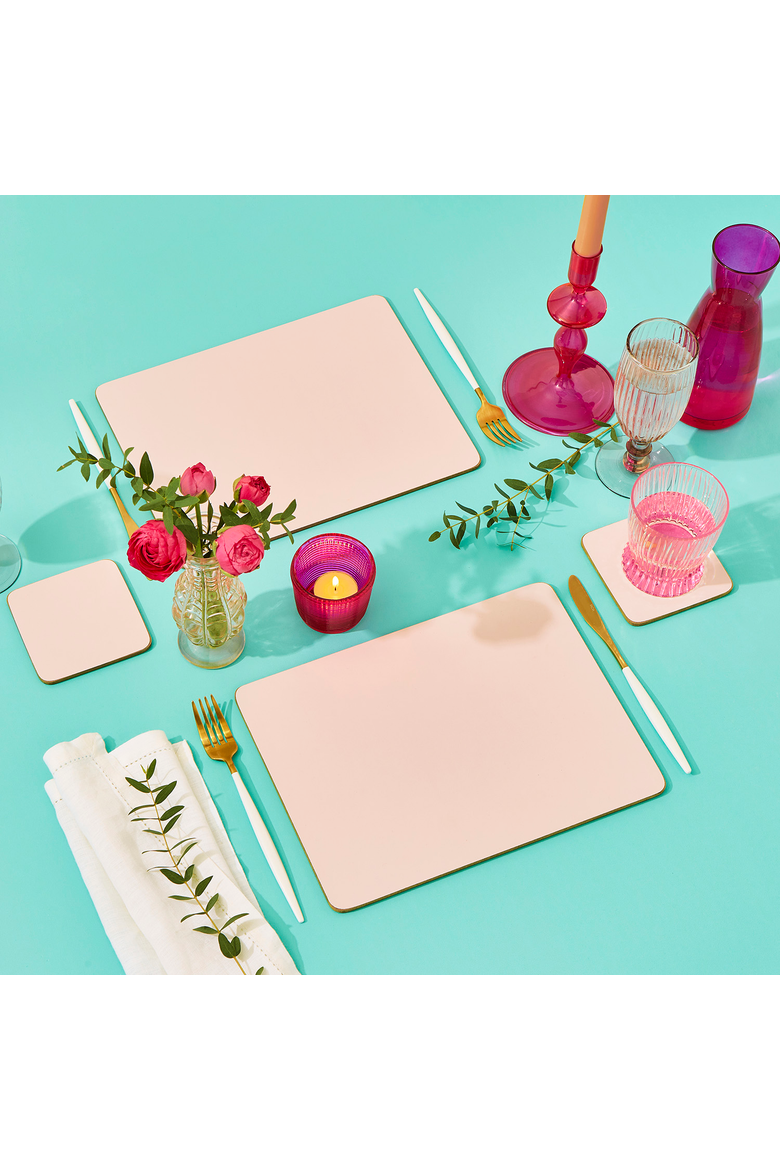 Flossy Pink Set of 4 Cork Back Placemats, Alternate, color, Pink