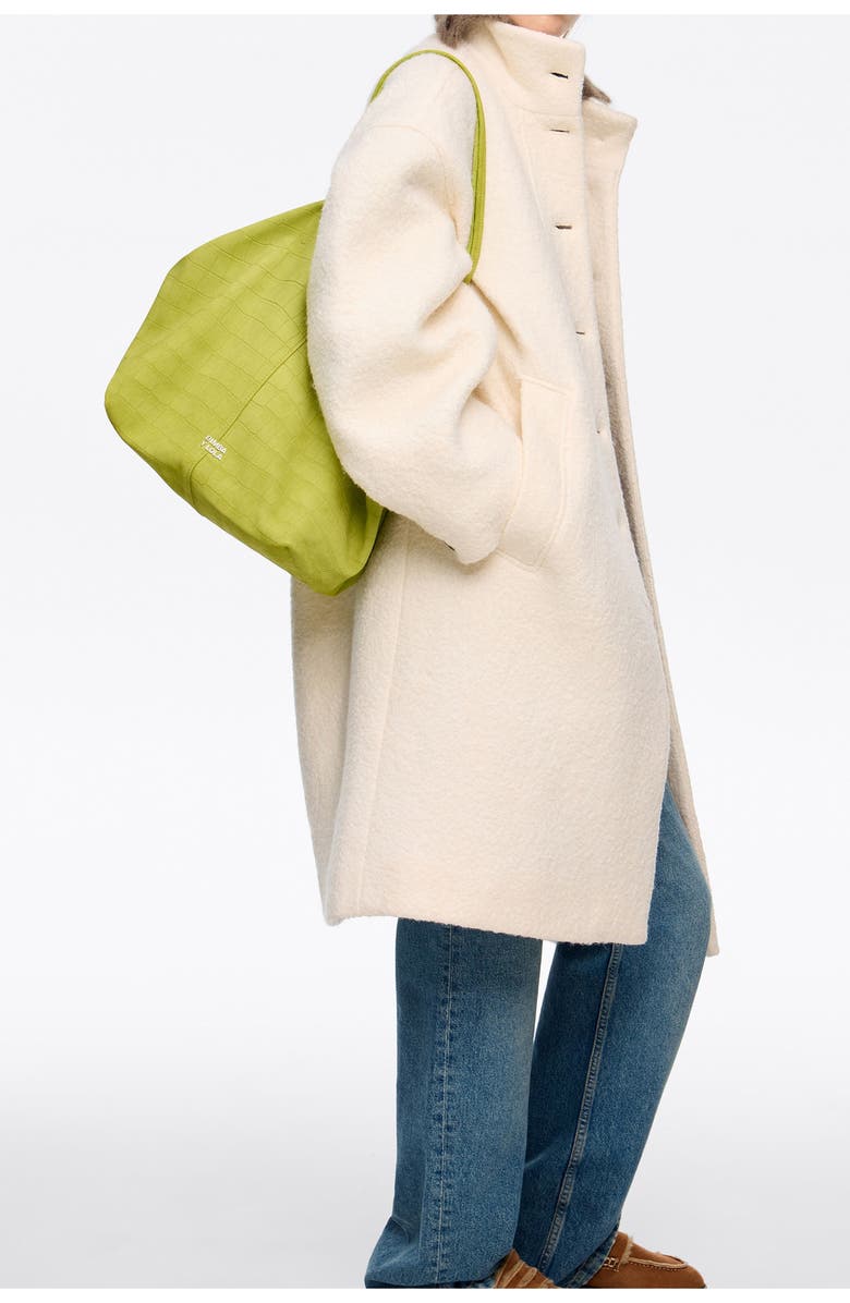 Bimba y Lola Large Split Leather Shopper Bag, Alternate, color, Lime