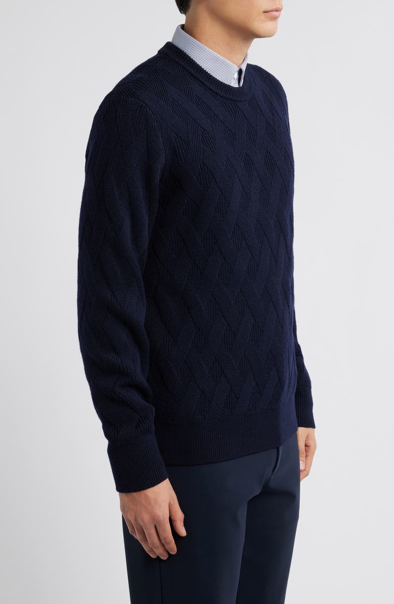 BOSS Elfredo Basketweave Wool Sweater, Alternate, color,