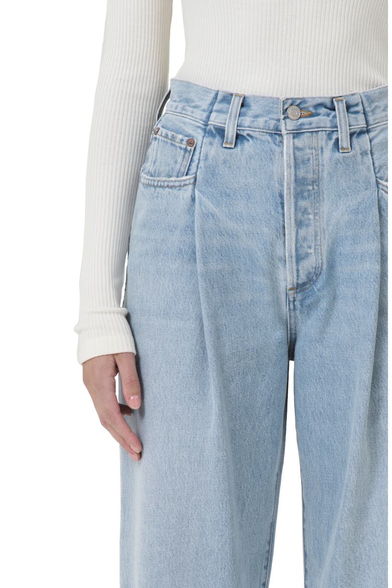 Fold Waistband Ankle Wide Leg Jeans, Alternate, color, SIDELINE