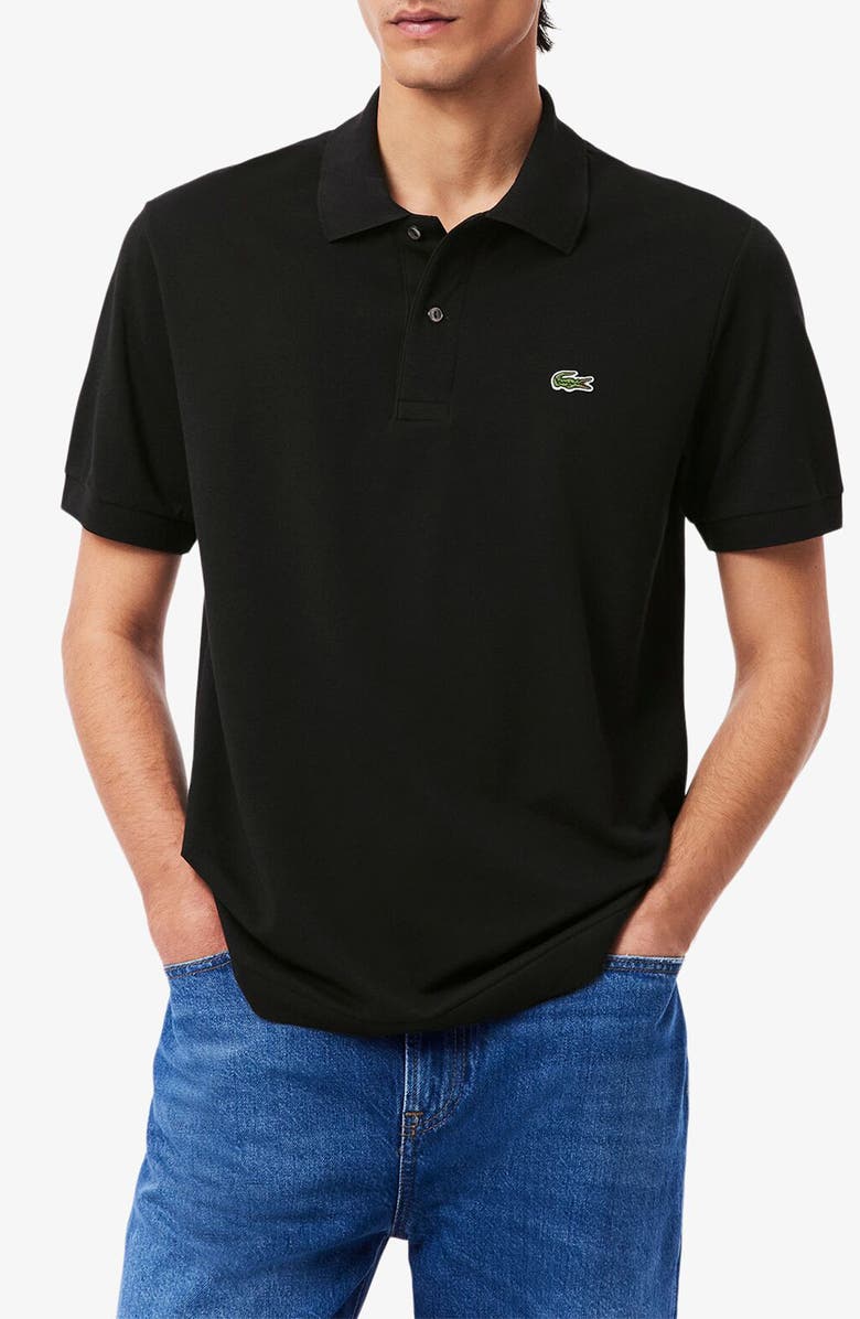 Lacoste Essentials Classic Fit Cotton Blend Piqué Polo, Main, color, Black