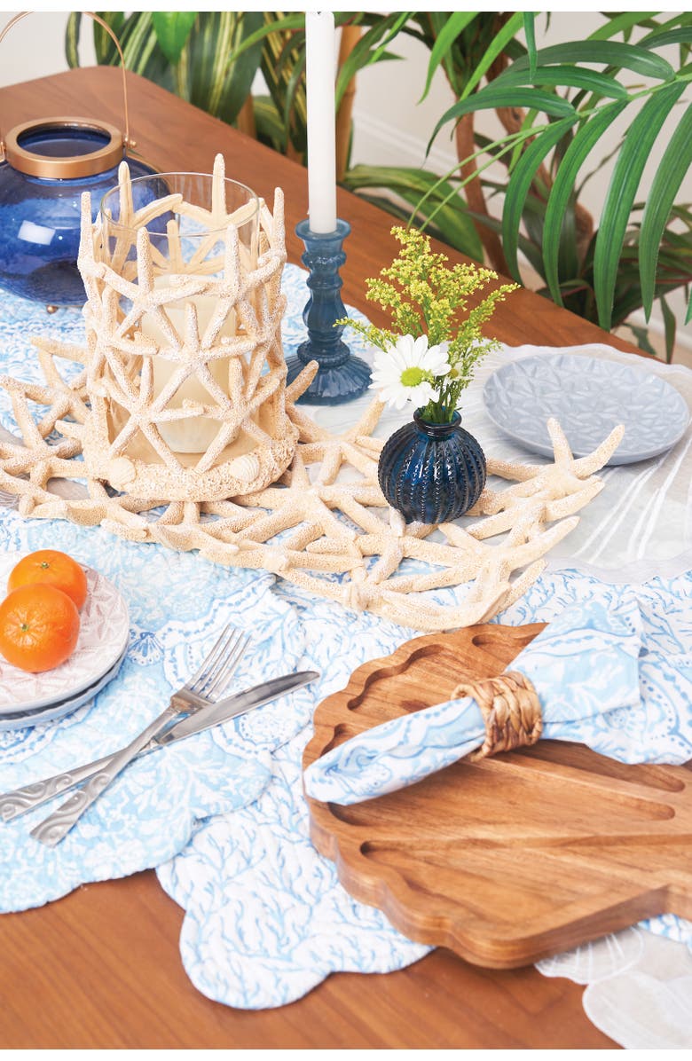 C&F Home Chinoiserie Coast Reversible Graphic Print Machine Washable Quilt Table Runner 14" x 51", Alternate, color, Blue