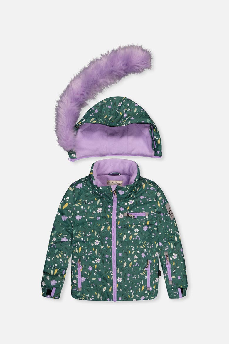 Mini Flower Play Jacket & Reinforced Pants Two Piece Snowsuit, Alternate, color, Green Printed Mini-Flowers