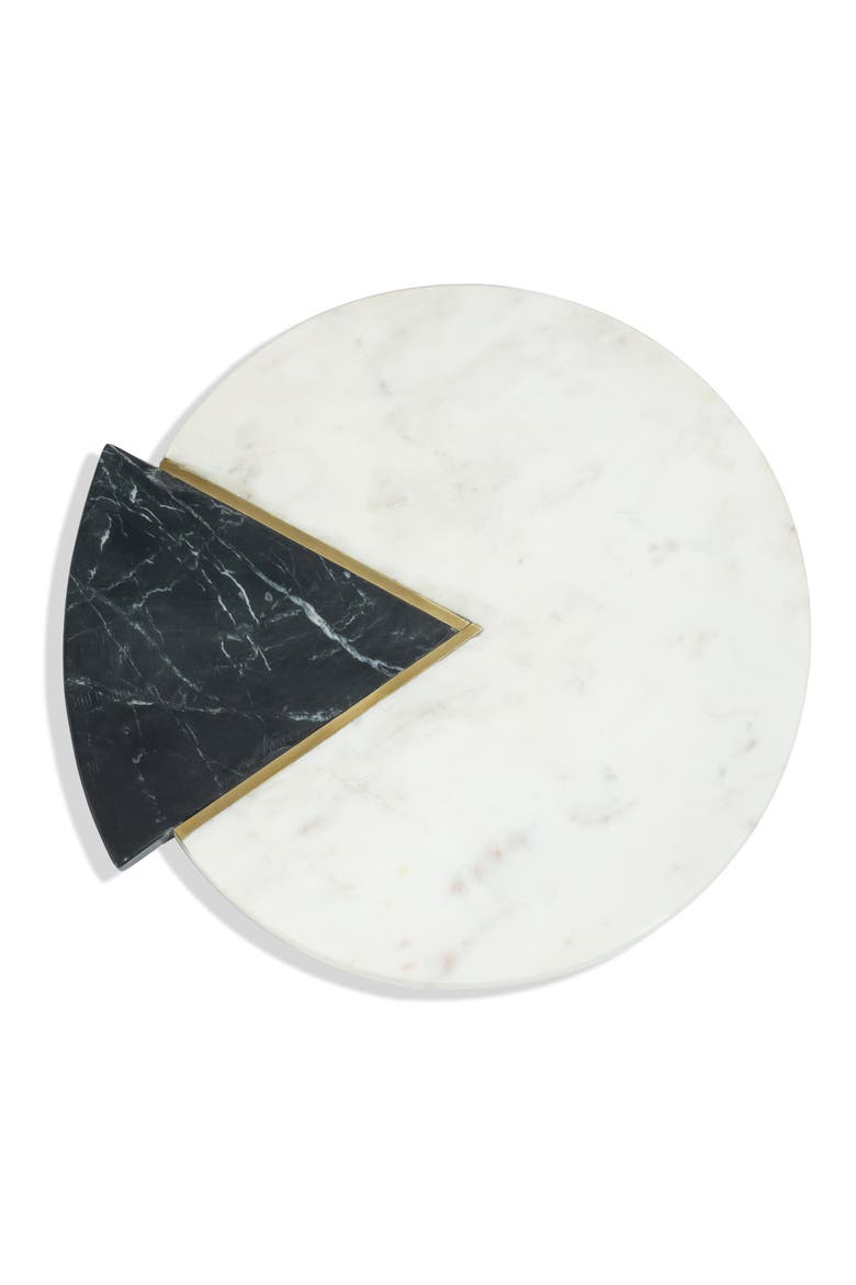 Noir Blanc Marble Circle Platter, Main, color, WHITE/ BLACK