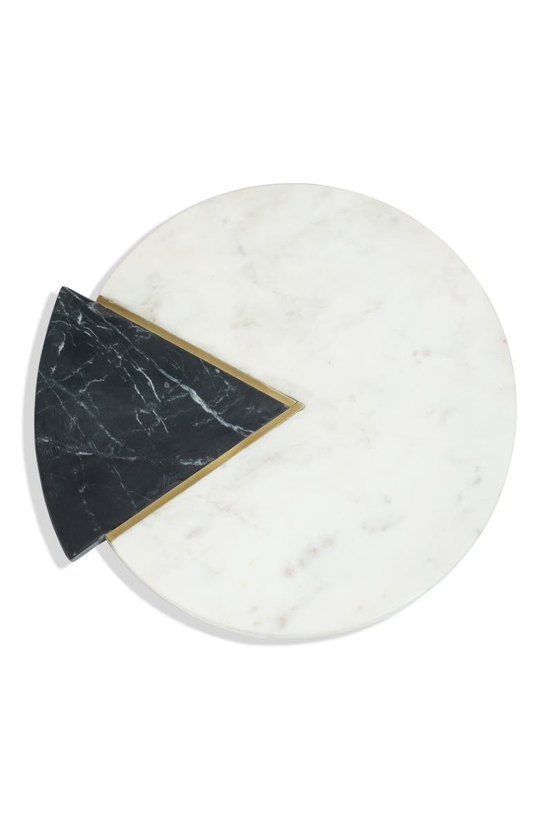 Tiramisu Noir Blanc Marble Circle Platter, Main, color, White/ Black