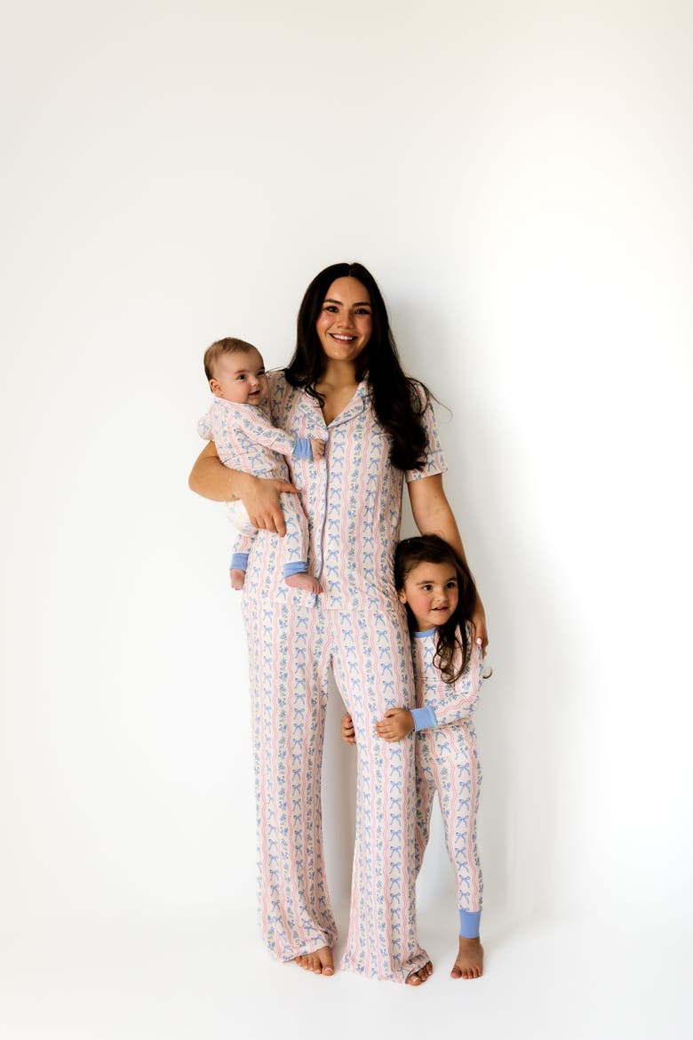 Amelia Bow Pajama Set, Alternate, color, Pink Floral