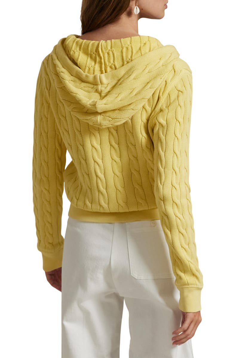 Polo Ralph Lauren Cable Knit Cotton Full Zip Hoodie, Alternate, color, 