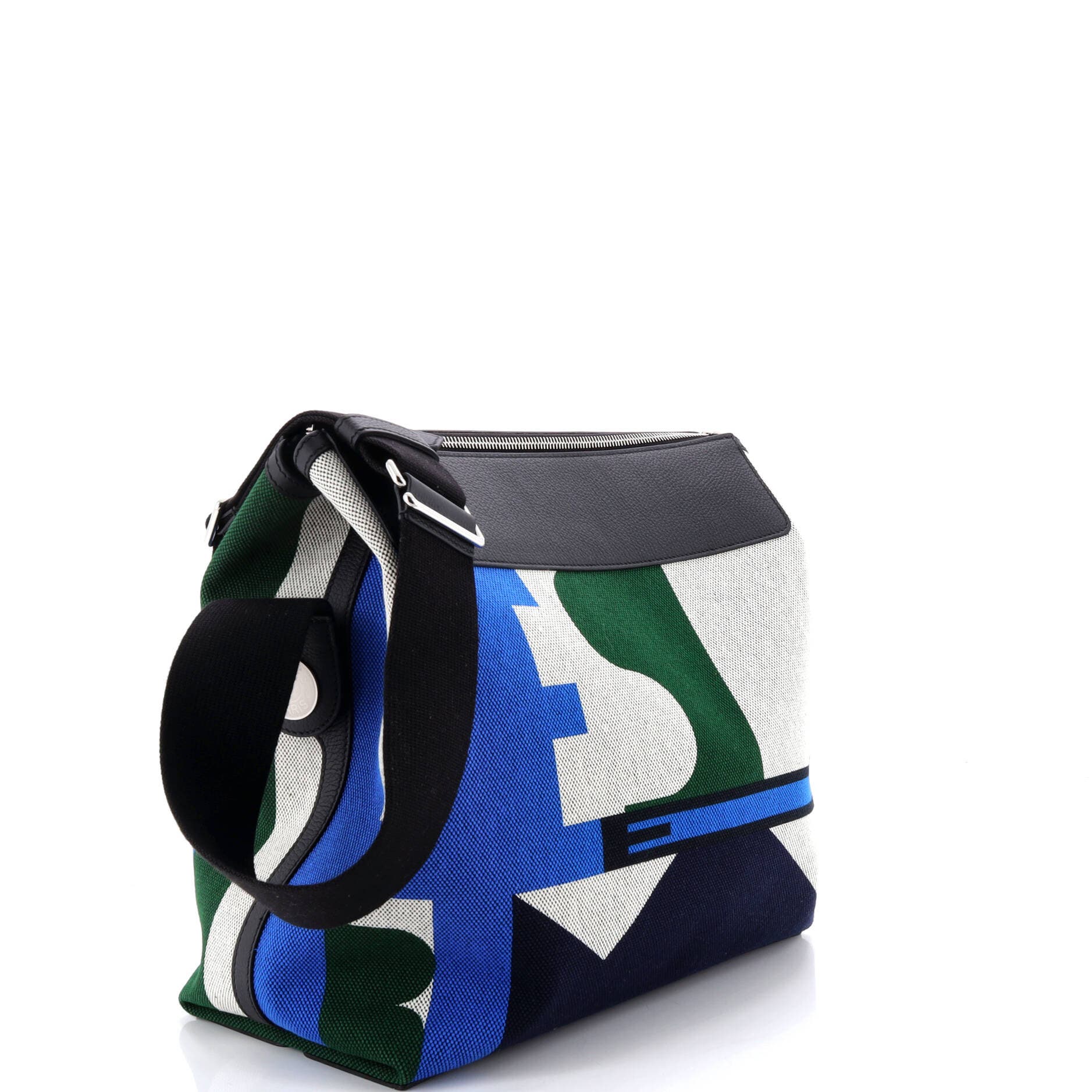 Pre-Owned Hermes R.M.S 12H Bag Pacific Printed Toile and Leather, Alternate, color, Noir