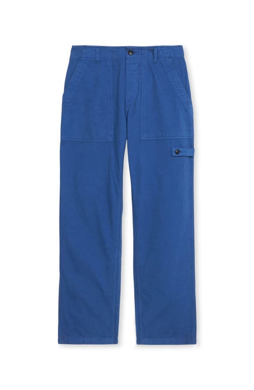 Fortela Jerryt Herringbone Cotton Fatigue Trousers In Blue