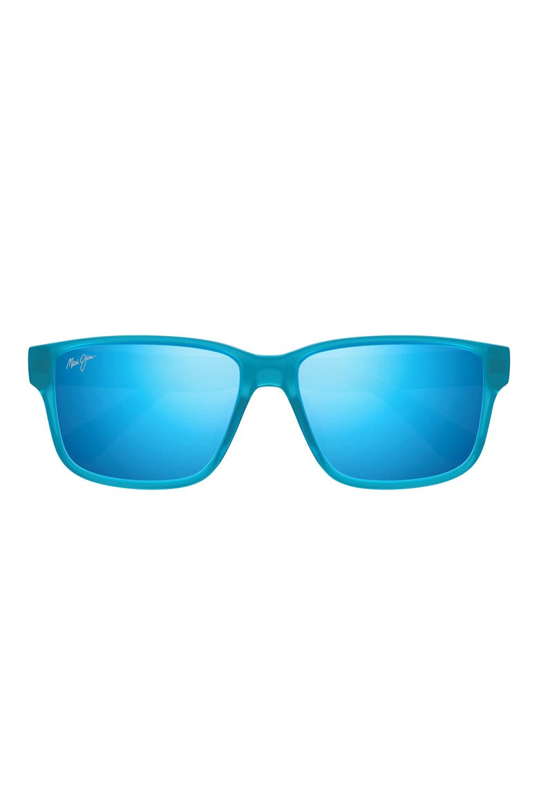 58mm PolarizedPlus2® Rectangular Sunglasses, Main, color, MATTE TRANS BLUE/ BLUE HAWAII