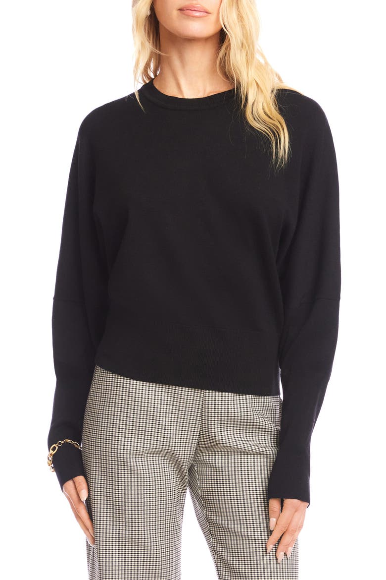 Dolman Sleeve Crewneck Sweater, Main, color, BLACK