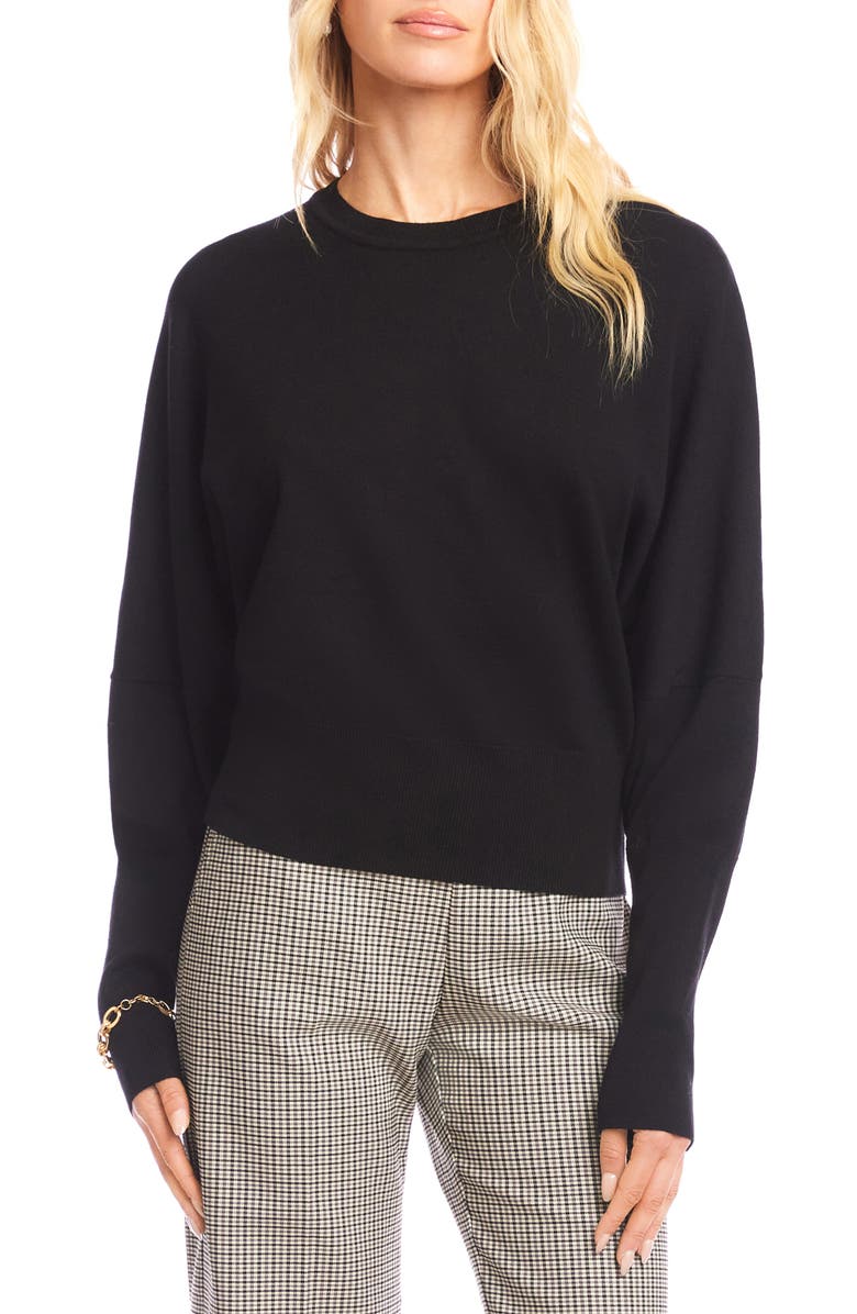 Karen Kane Dolman Sleeve Crewneck Sweater, Main, color, Black