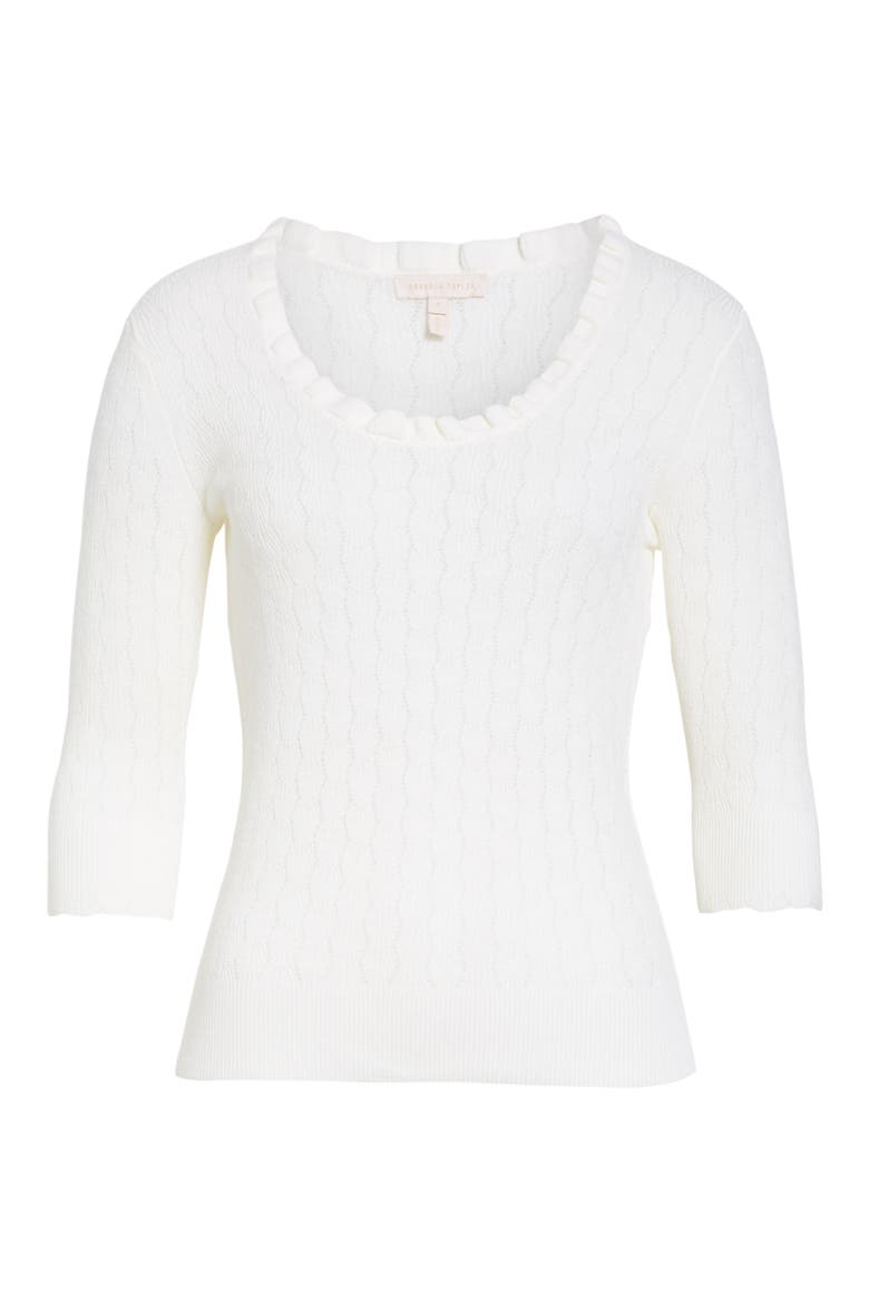 Ruffle Neck Merino Wool Sweater, Alternate, color, IVORY