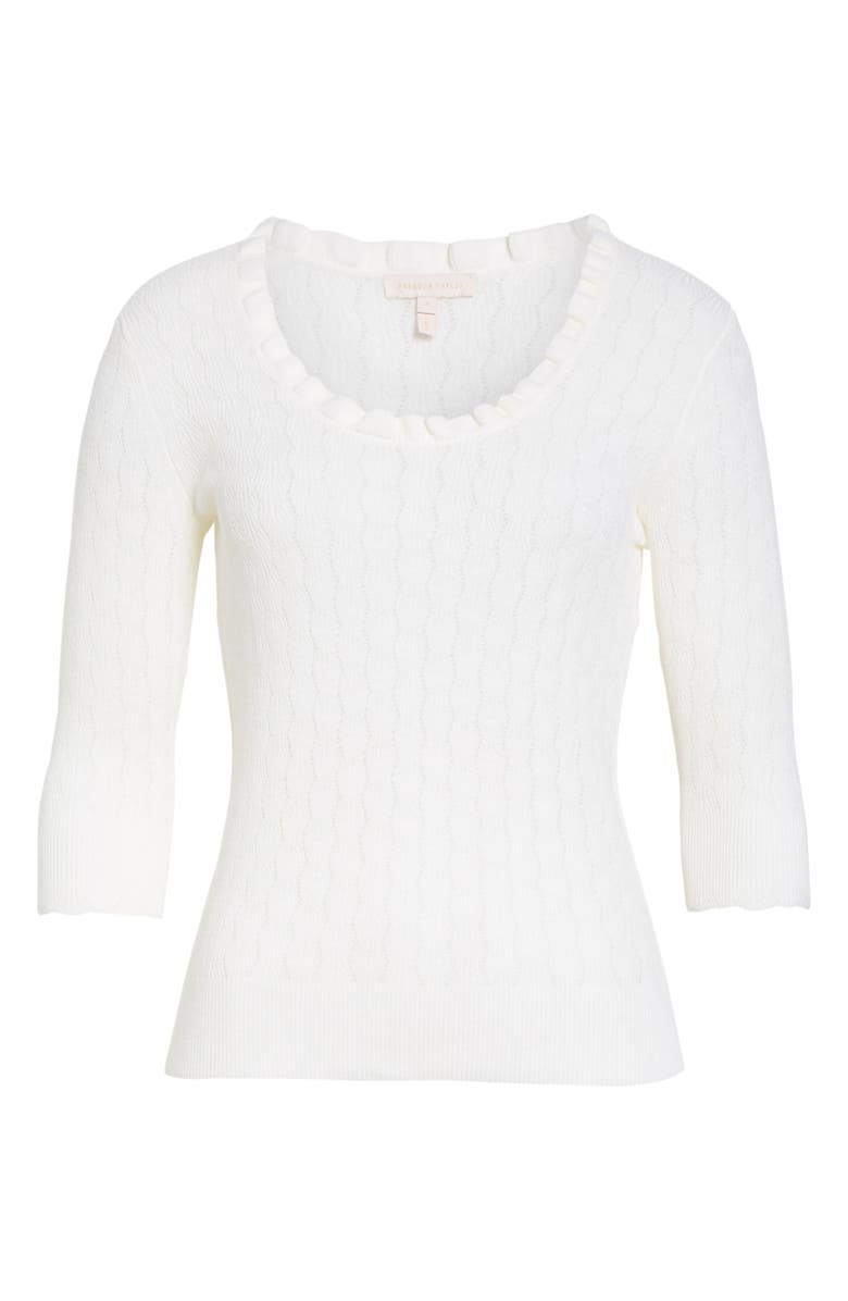 Rebecca Taylor Ruffle Neck Merino Wool Sweater, Alternate, color, 