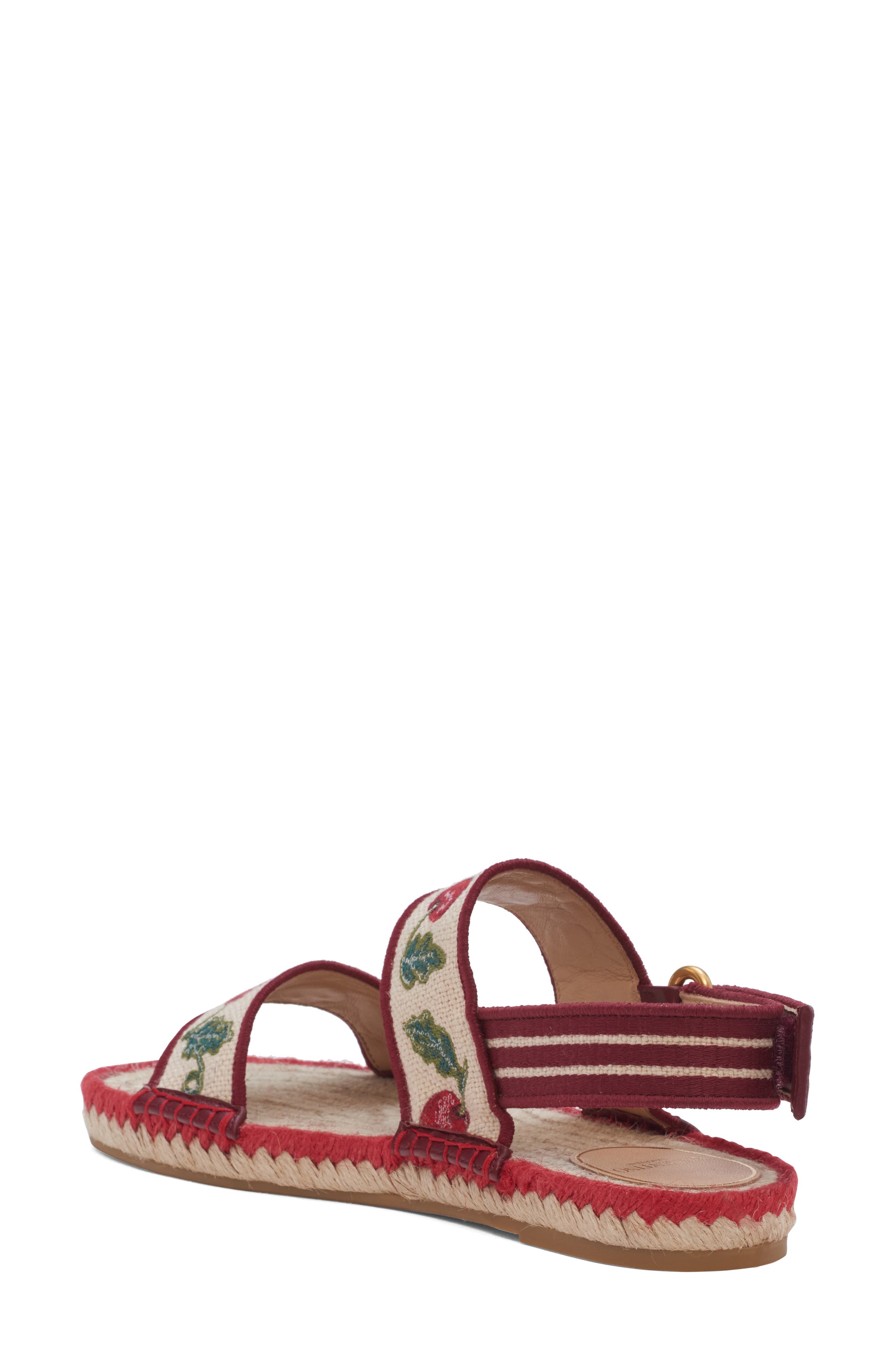 Valentino Garavani Cherryfic Double Strap Slingback Espadrille Sandal, Alternate, color, Natural/ Red