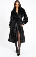 Miss Circle Yahia Vegan Longline Coat with Faux Mink