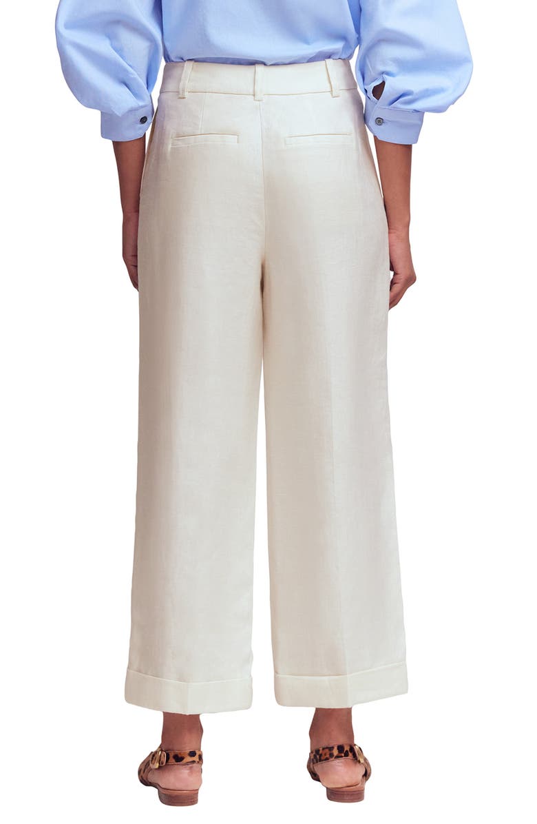 Boden Chiswick Crop Linen Pants, Alternate, color, Ivory