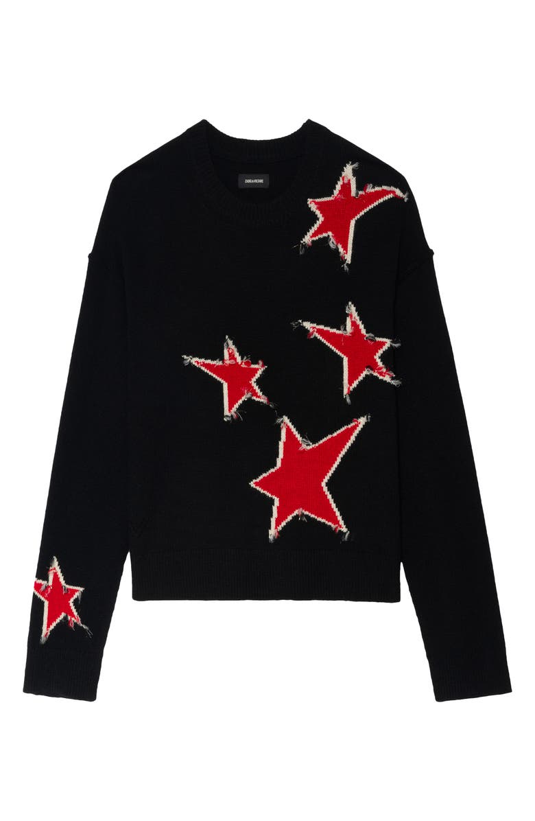 Zadig & Voltaire Markus Stars Cashmere Sweater, Alternate, color, Black