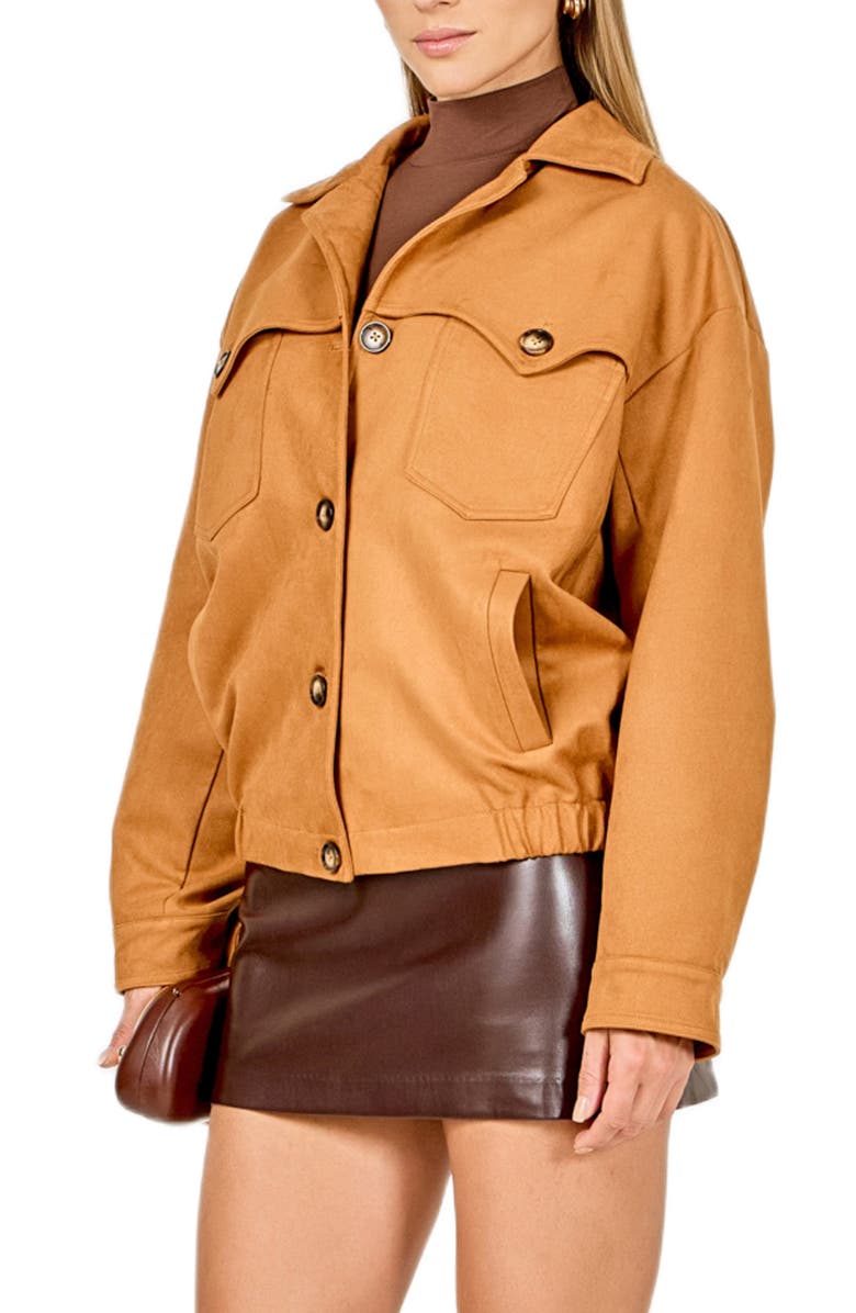 Endless Rose Oversized Faux Suede Jacket, Alternate, color, Camel