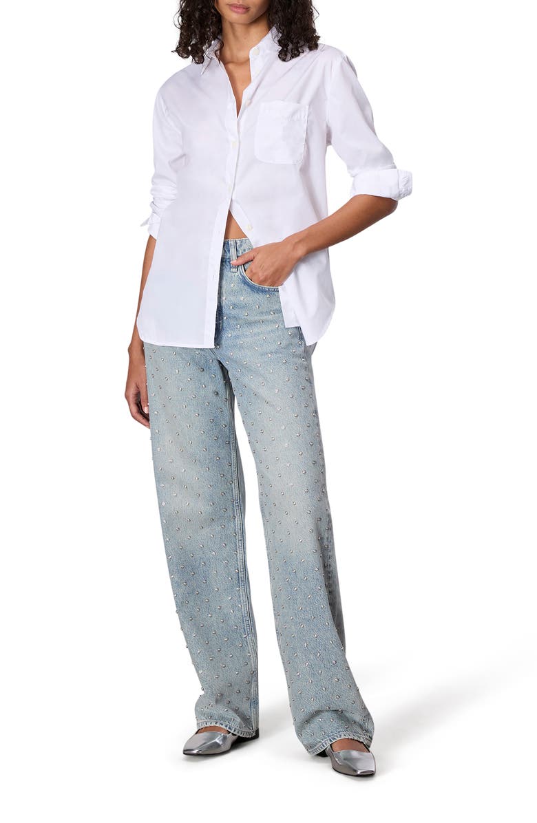 rag & bone Shea Studded High Waist Straight Jeans, Alternate, color, Desipearl