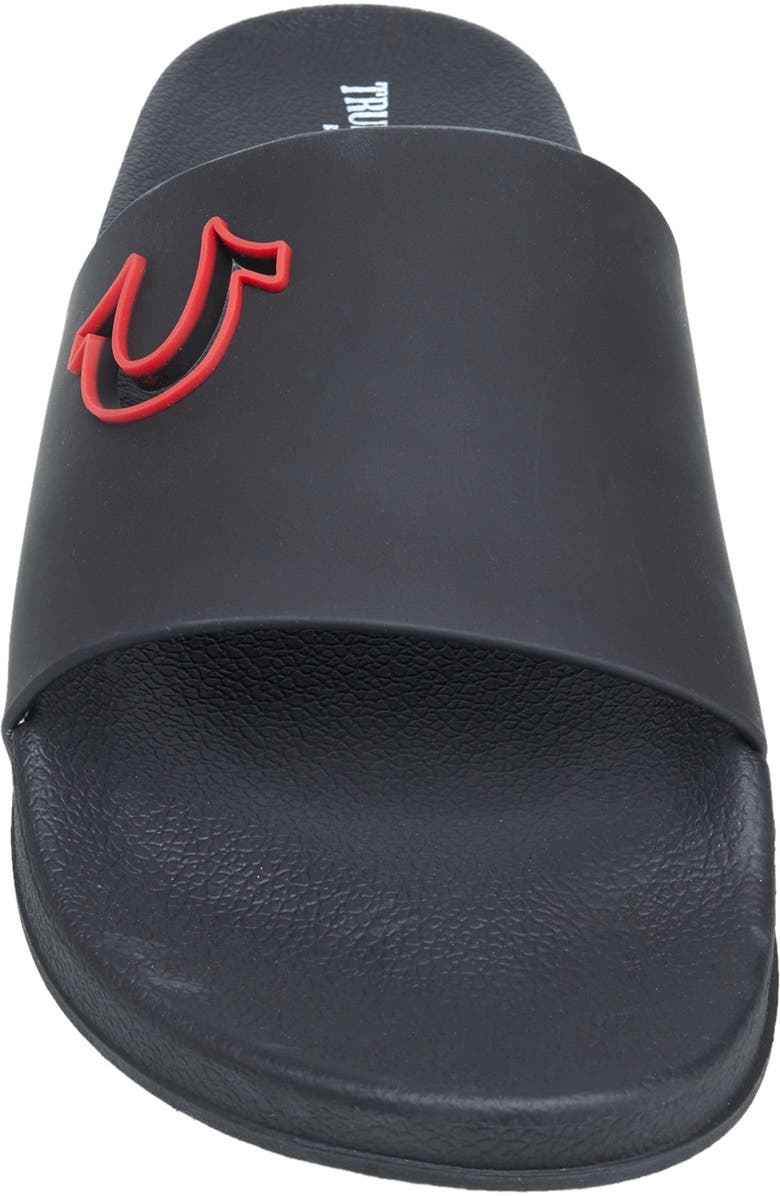 True Religion Russell Chopout Logo Slide, Alternate, color, Black