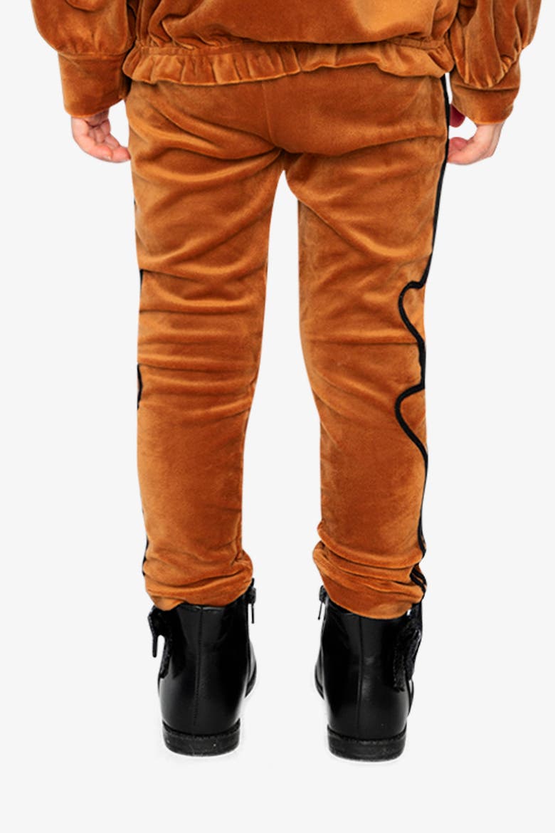 Velvet Shimmer Finish Heart Appliqué Leggings, Alternate, color, Brown