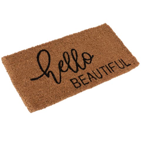 Natural Coir Doormat with "Hello Beautiful" Message