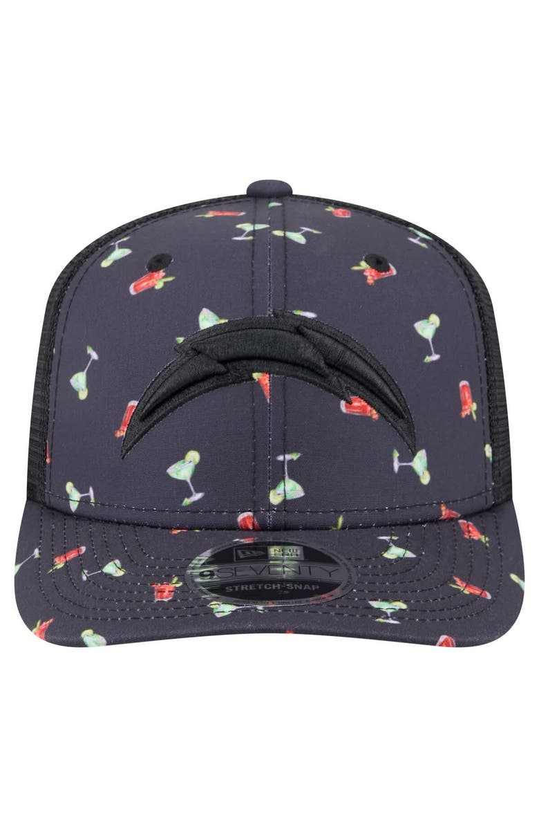 New Era Men's New Era Navy/Black Los Angeles Chargers Adventure Drinks Pattern 9SEVENTY Stretch-Snap Hat, Alternate, color, Navy