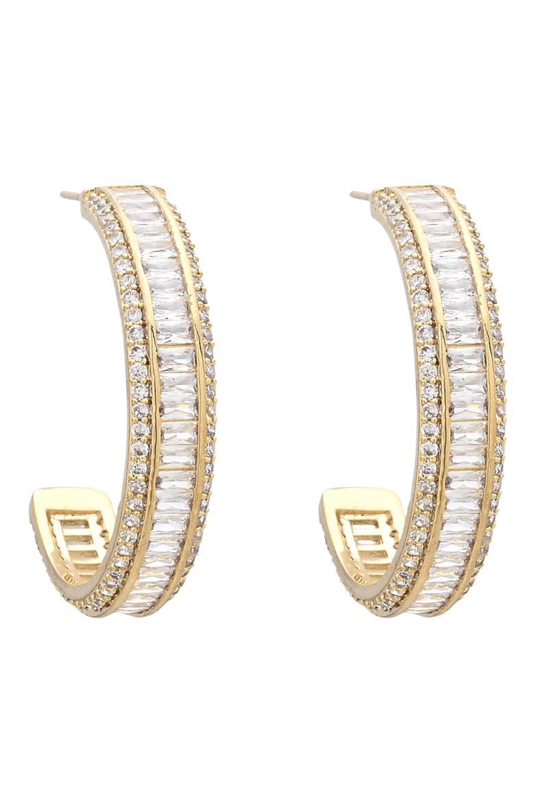 Amalia Cubic Zirconia Hoop Earrings, Alternate, color, GOLD