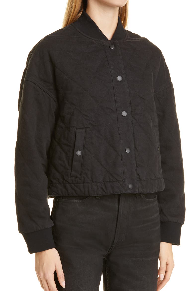 Val Quilted Cropped Denim Jacket, Alternate, color, BLACK