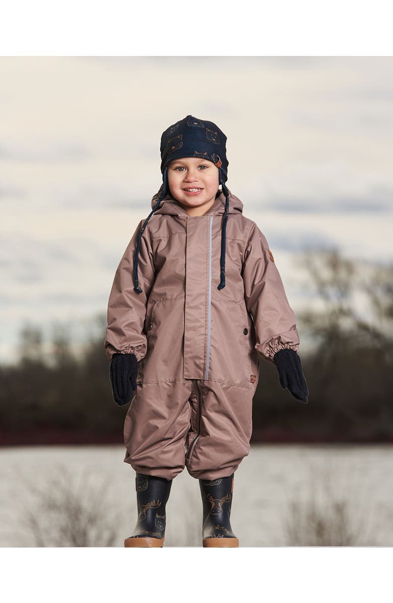 Deux par Deux Baby Unisex Baby Mid-Season One-Piece Outerwear Taupe With Printed Hat, Alternate, color, 