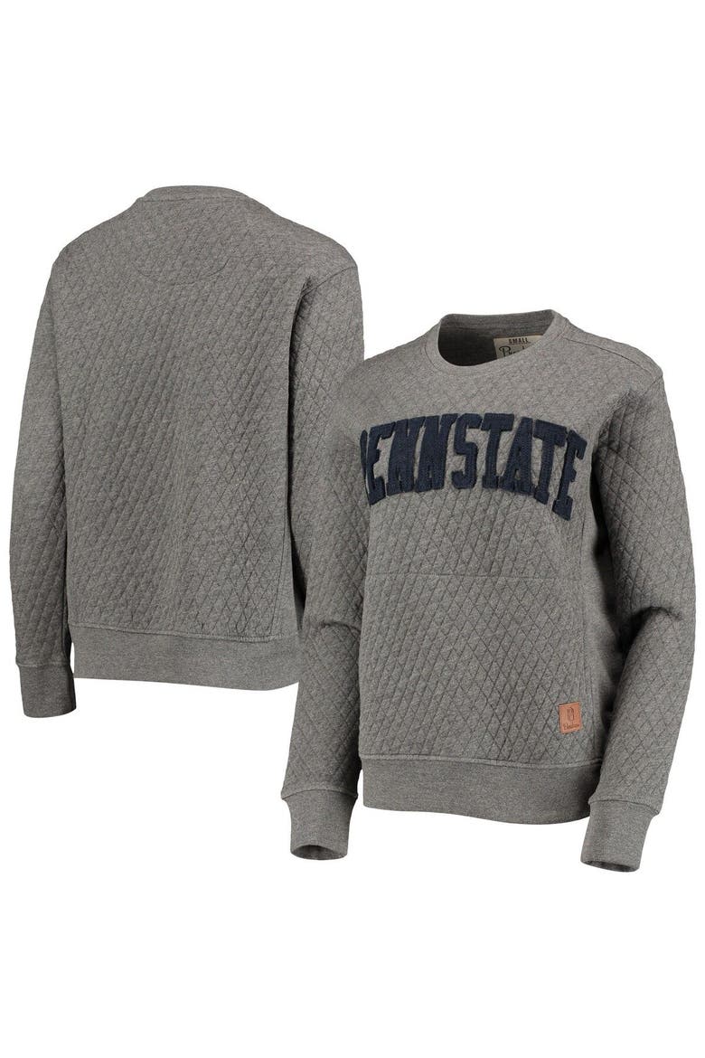 Women's Pressbox Heather Charcoal Penn State Nittany Lions Moose Quilted Pullover Sweatshirt, Main, color, Heather Gray