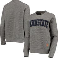 PRESSBOX Women's Pressbox Heather Charcoal Penn State Nittany Lions Moose Quilted Pullover Sweatshirt