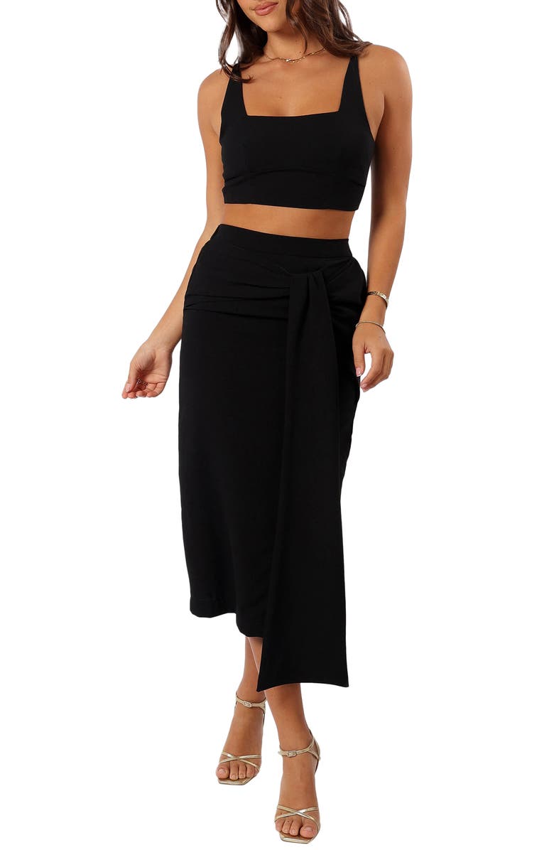 Petal & Pup Zanita Crop Tank & Midi Skirt Set, Main, color, Black