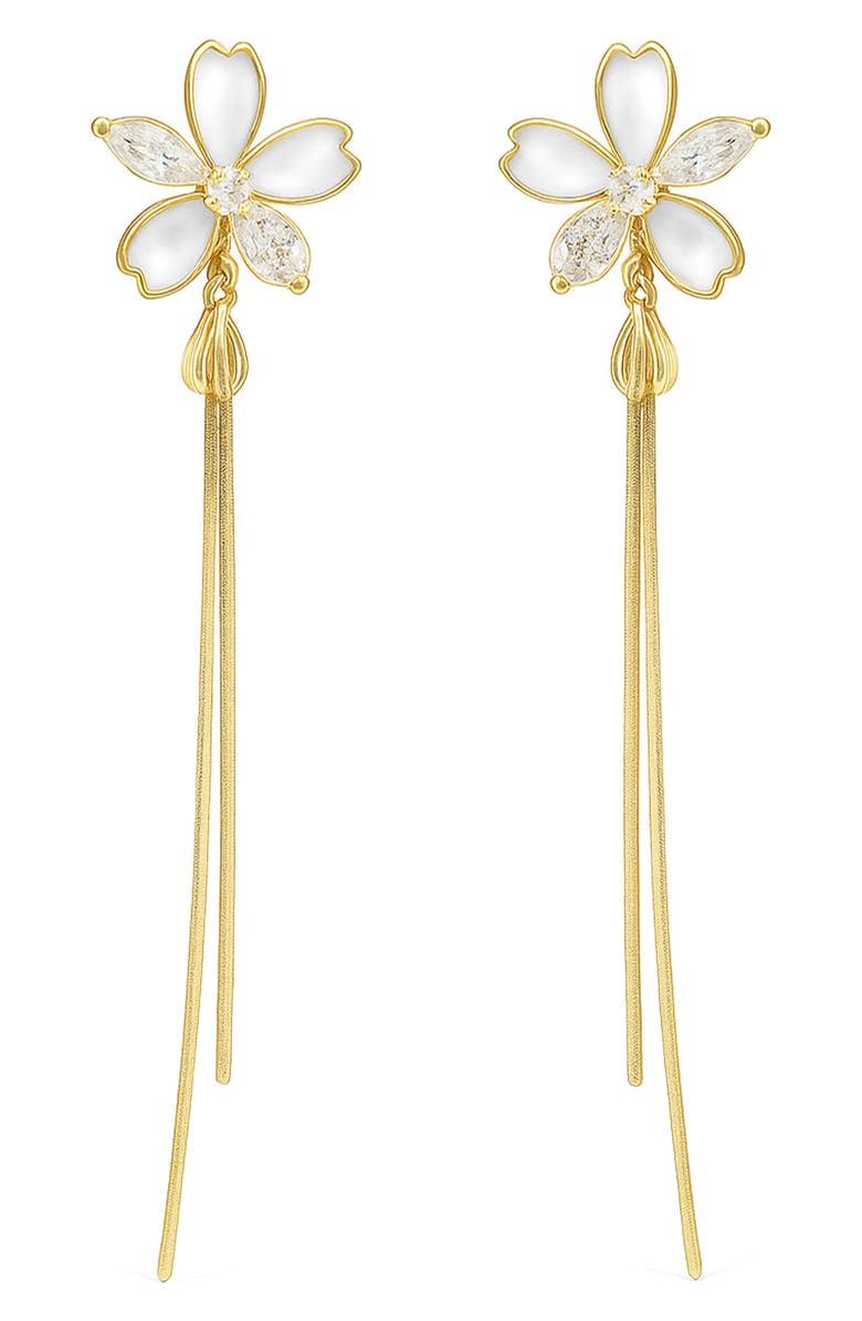 LA MENO Long Flower Drop Earrings, Main, color, 