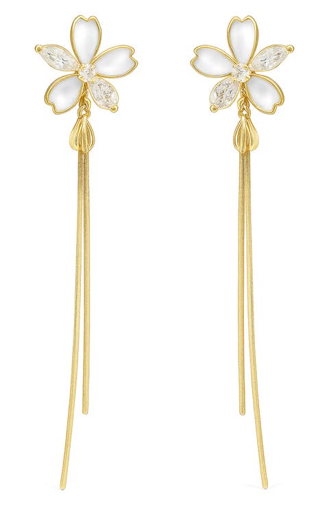 Long Flower Drop Earrings
