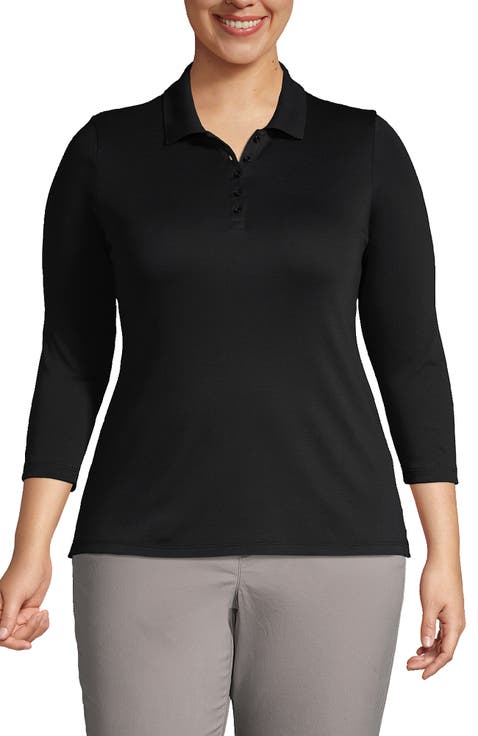 Plus Size Supima Cotton 3/4 Sleeve Polo Shirt