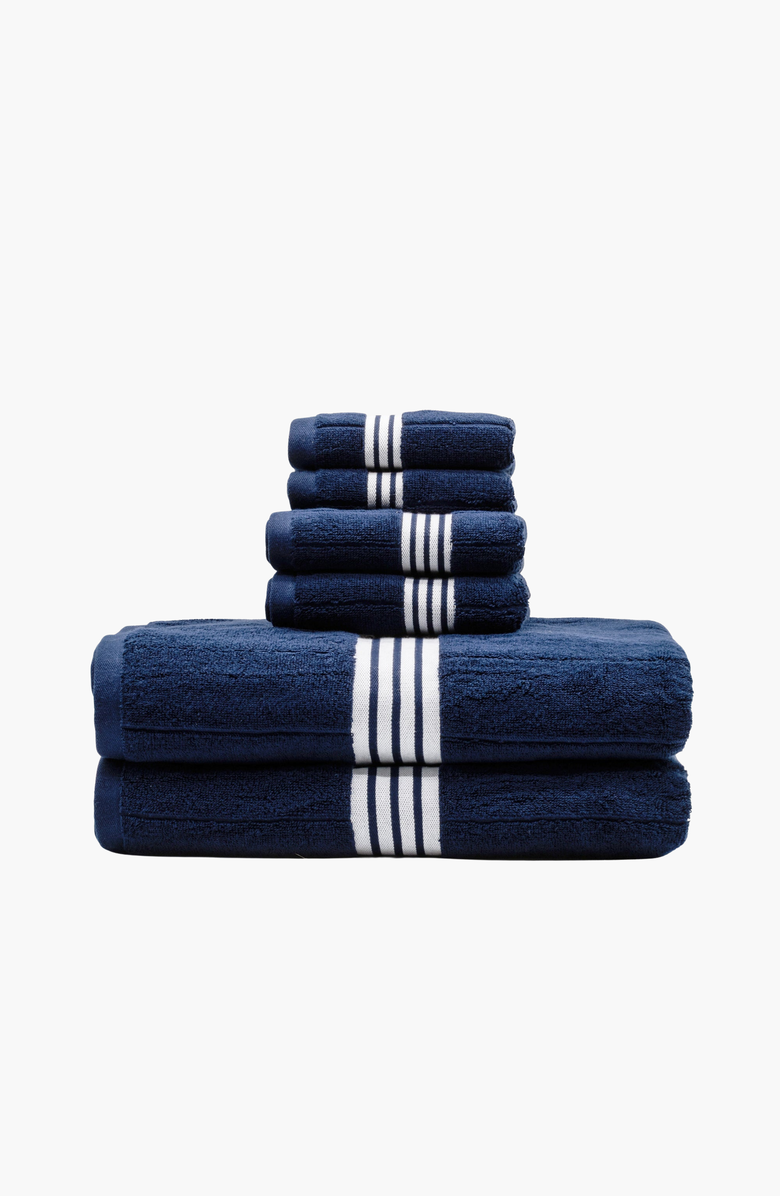 Italic Nautilus Bath Sheet Luxe Set, Main, color, Navy / White