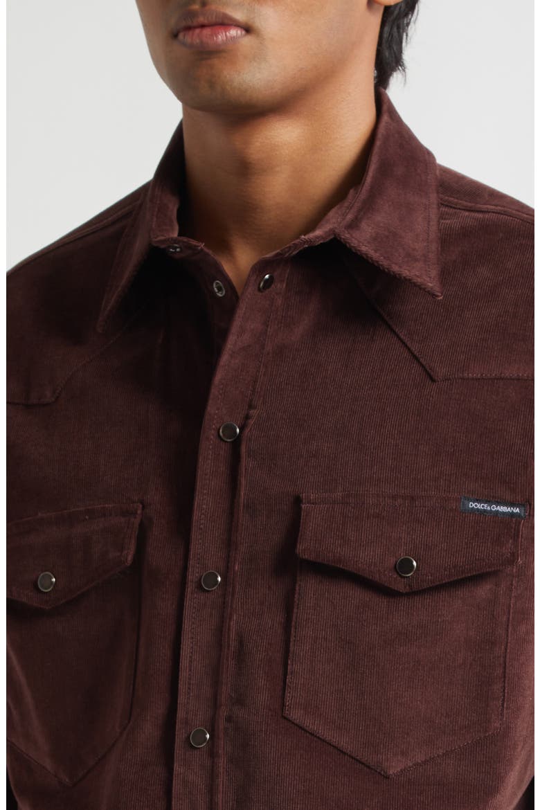Fine Wale Corduroy Western Shirt, Alternate, color, R5515 MARRONE 10
