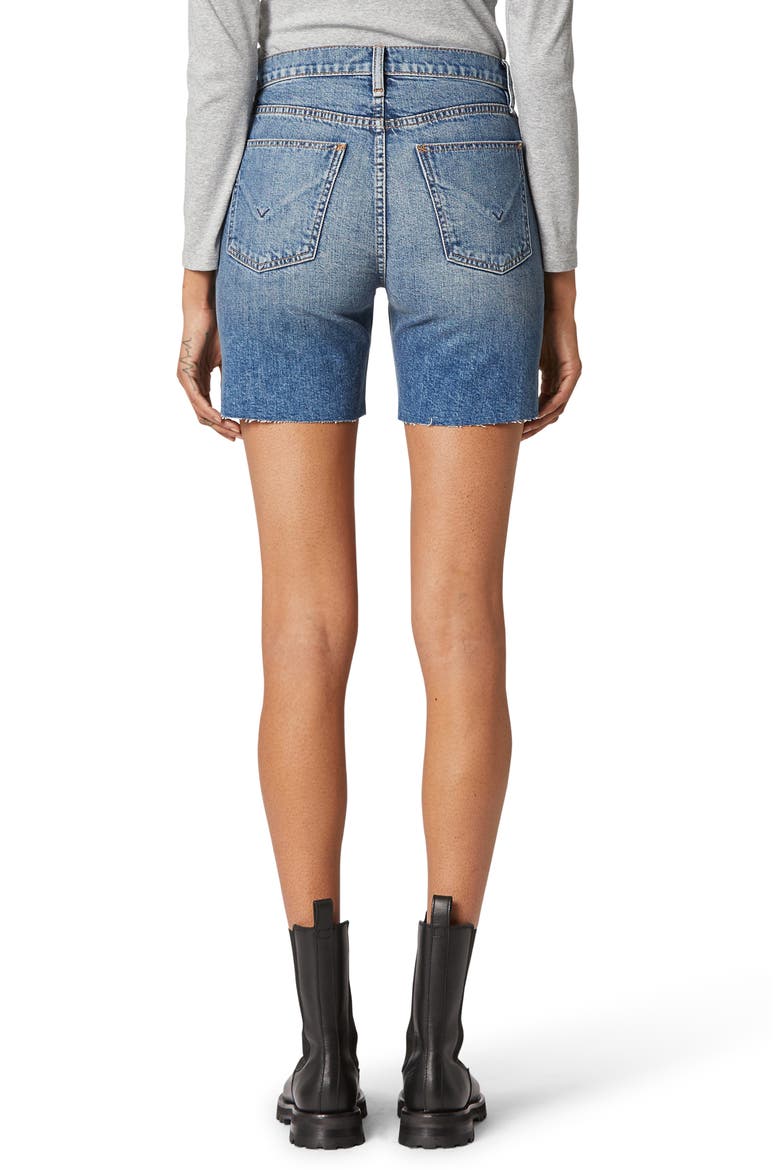 Hana High Waist Cutoff Denim Bike Shorts, Alternate, color, LONG TIME