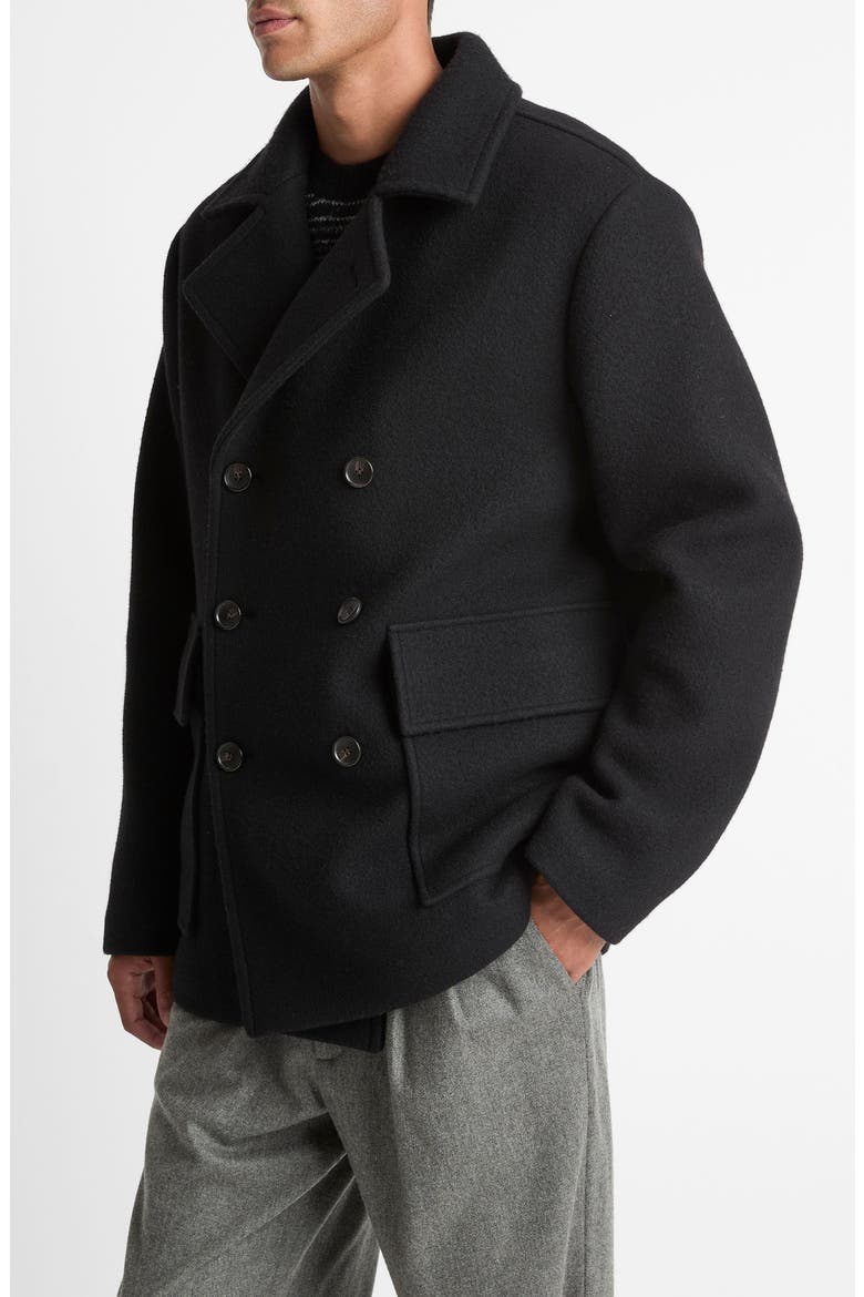 Wool Blend Peacoat, Alternate, color, BLACK