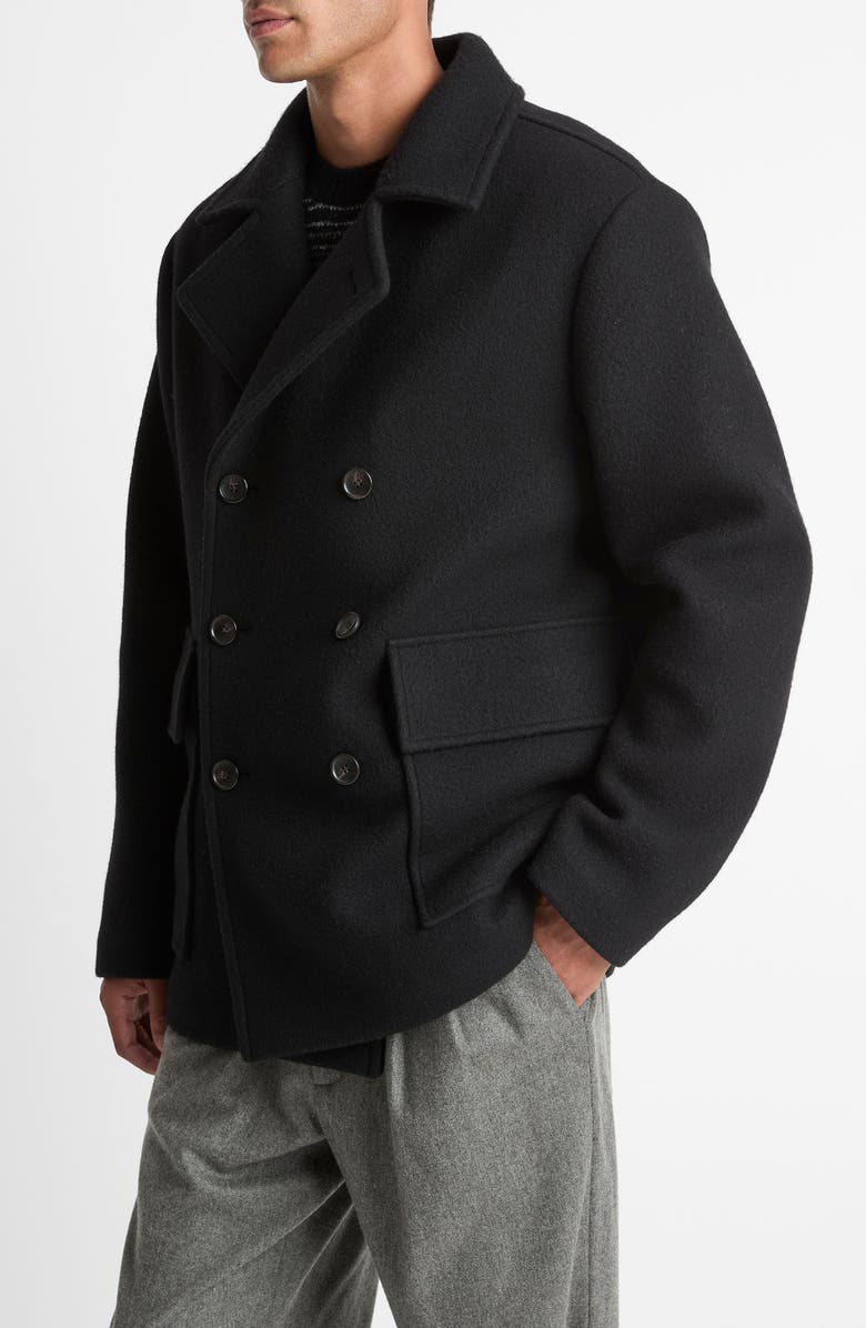 Vince Wool Blend Peacoat, Alternate, color, Black