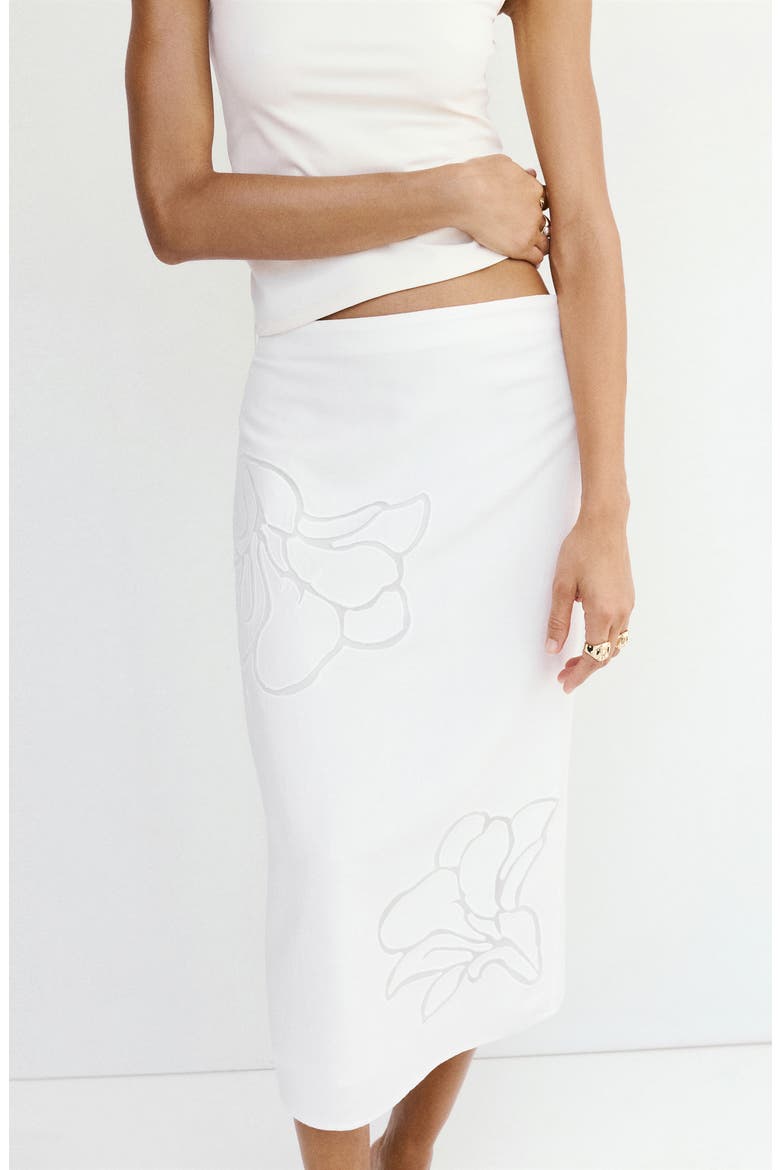 Floral Embroidered Midi Skirt, Alternate, color, WHITE