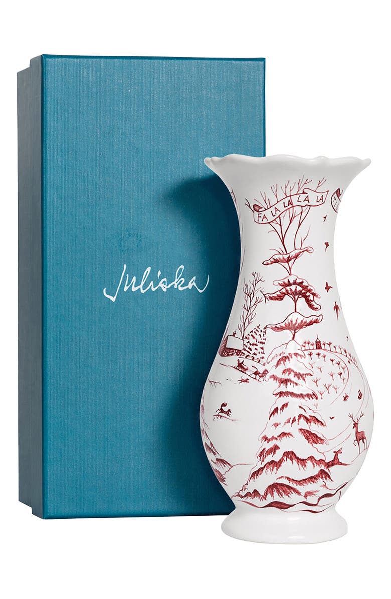 Juliska Country Estate Winter Frolic Vase, Alternate, color, White/ Ruby