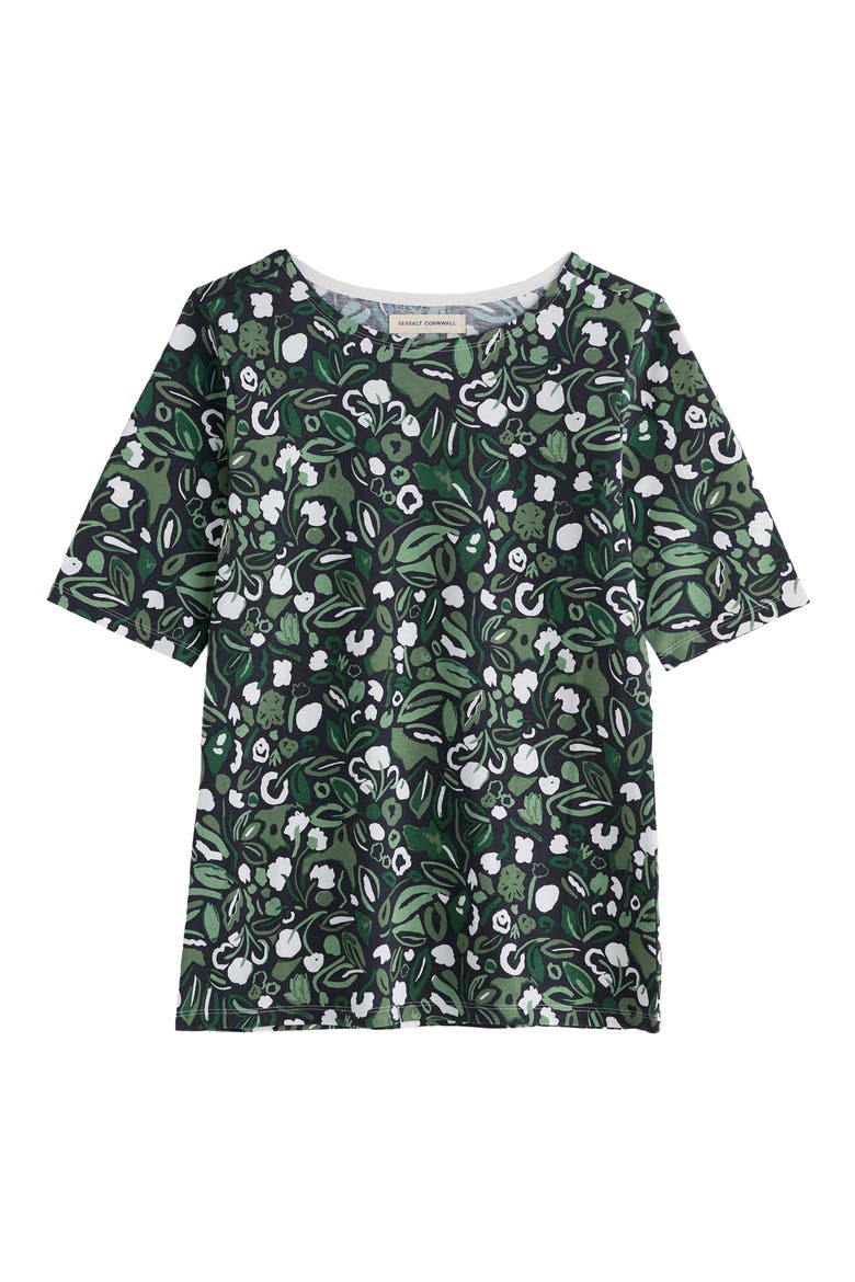 Poisson Print Organic Cotton T-Shirt, Alternate, color, GARDEN PLANTS INKWELL