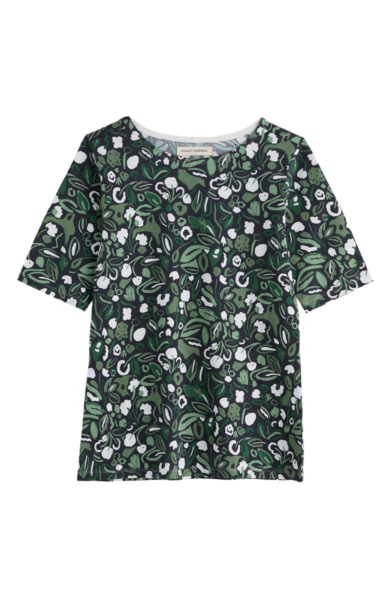 Seasalt Cornwall Poisson Print Organic Cotton T-Shirt, Alternate, color, Garden Plants Inkwell