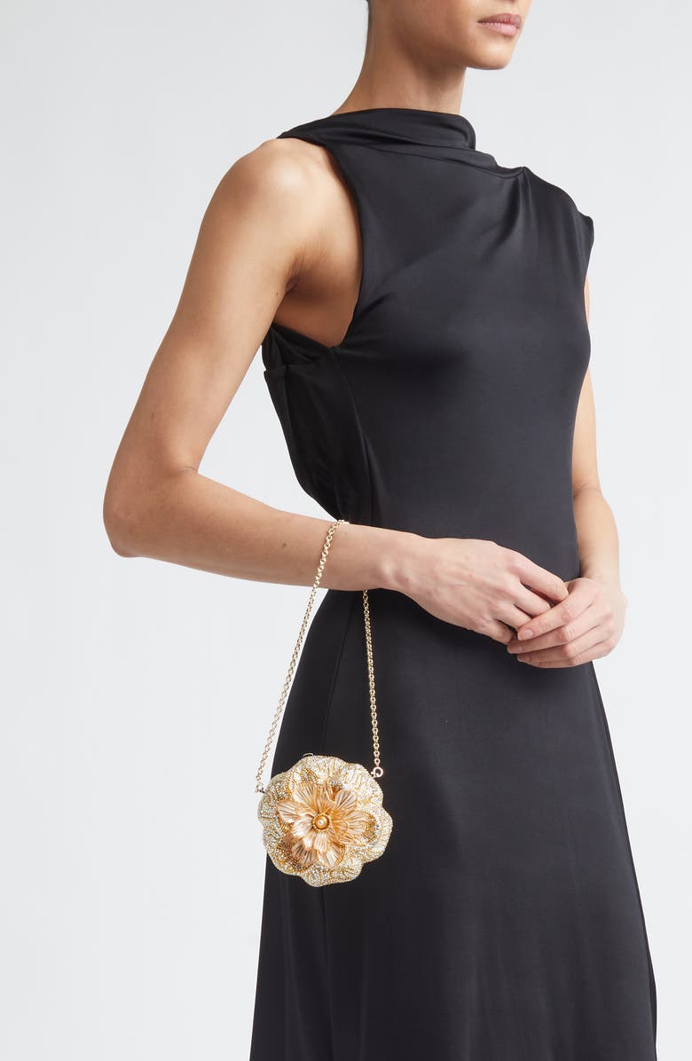 JUDITH LEIBER COUTURE Magnolia Crystal Minaudière, Alternate, color, Silver Rhine Multi