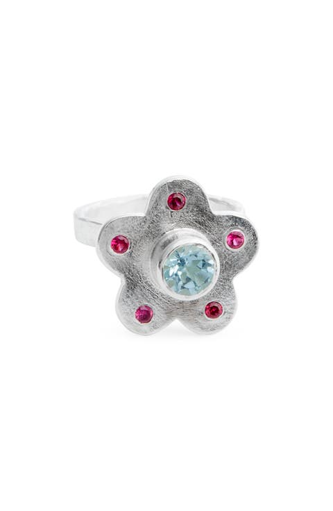 Blue Raspberry Flower Ring